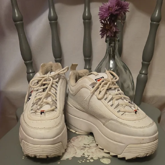 Fila White Platform Sneakers with Retro Design - Picture 1 of 9